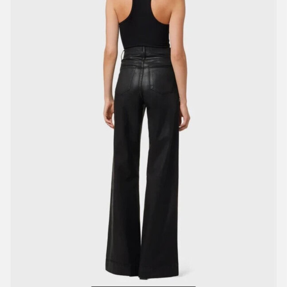 New Joe's Jeans The Mia High Rise Wide Leg Coated Subtle Sheer Black Sz 25